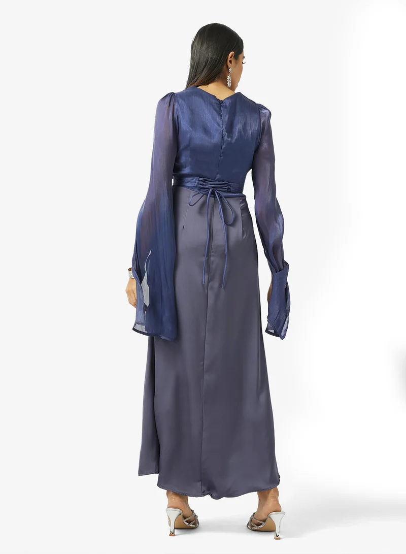 خزانة Drape Dress With Slit Sleeves